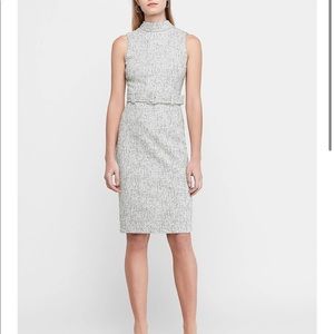 Express Jacquard Belted Mock Neck Sheath Dress